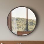 Round Wall Mirror: Minimalist Home Decor, Wooden Frame