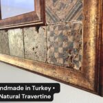 Travertine Tile Wall Mirror, Handmade Rustic Boho Mirror