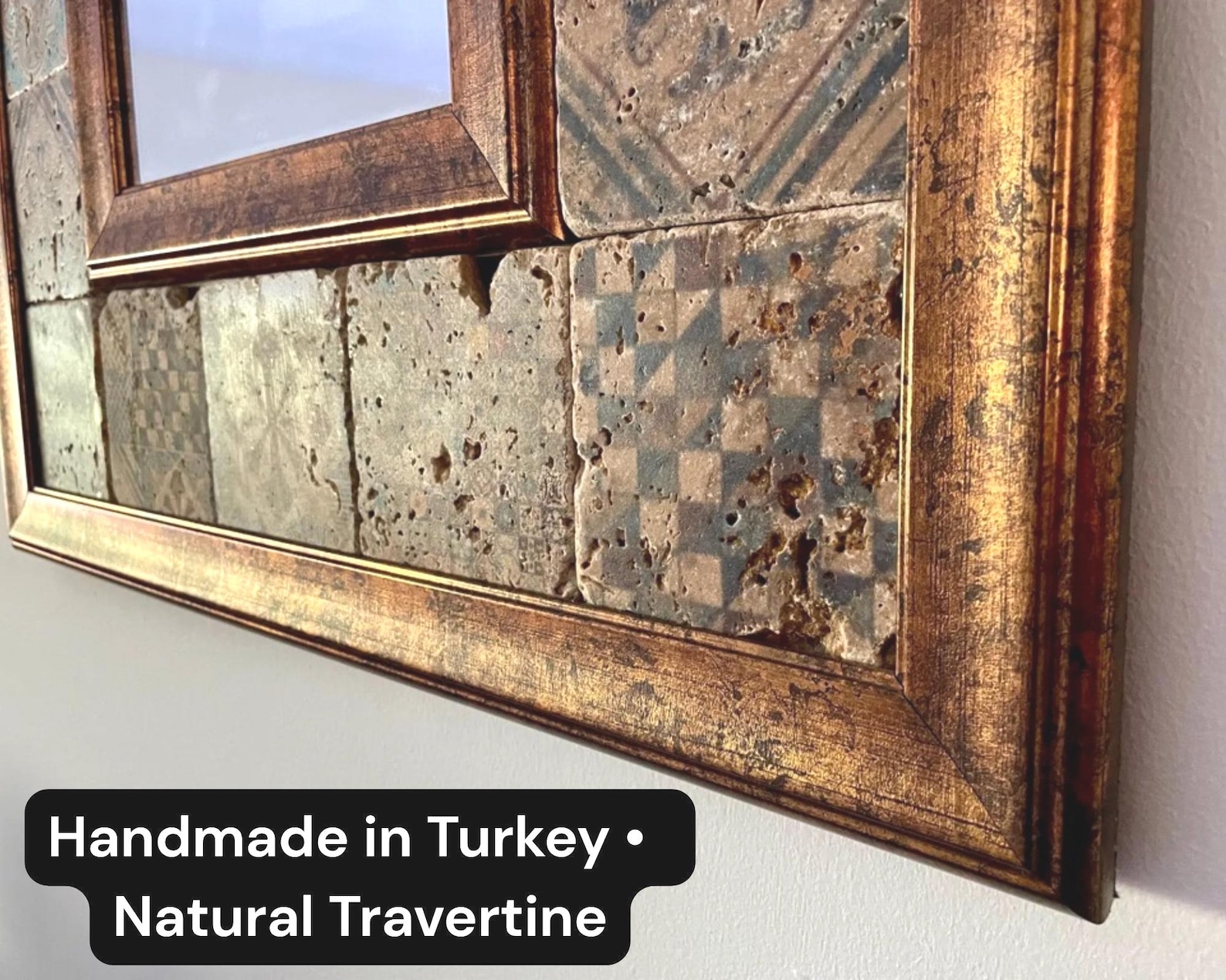 il_1588xN.7257532940_ee7k.jpg Travertine Tile Wall Mirror, Handmade Rustic Boho Mirror - Image 1