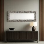Pebble Tempered Glass Wall Mirror, Modern Rectangle Accent
