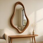 Handmade Walnut Mirror, Minimalist Wall Decor Art Mirror with Walnut Wood Frame, Wall Decor Art for Living Room and Entryway