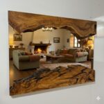 Rustic Olive Wood Mirror, Living Room Decor, Handmade Live Edge Wall Mirror, Natural Farmhouse Decor, Live Edge Wood Mirror, Bathroom Mirror
