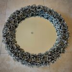Round statement Wall Mirror. Tin Handmade. Roses. Home Decor.