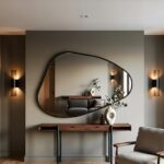 Asymmetrical Thin Frame Wall Mirror, Freeform Organic Shape Mirror in Anthracite, Modern Home Decor