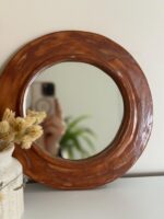 Handmade Ceramic Wall Mirror, Boho Clay Mirror, Rustic Pottery Frame, Unique Home Decor