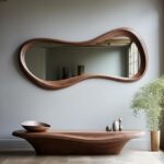 Real Walnut Irregular Mirror - Mirror Home Decor - Walnut Wall Decor - Wooden Mirror - Minimalist Mirror - Walnut Entryway Mirror