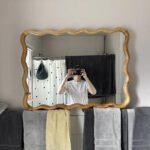 Solid Wood Frame Wavy Wall Mirror, Handcrafted Vanity Mirror for Bathroom & Entryway - Image 5