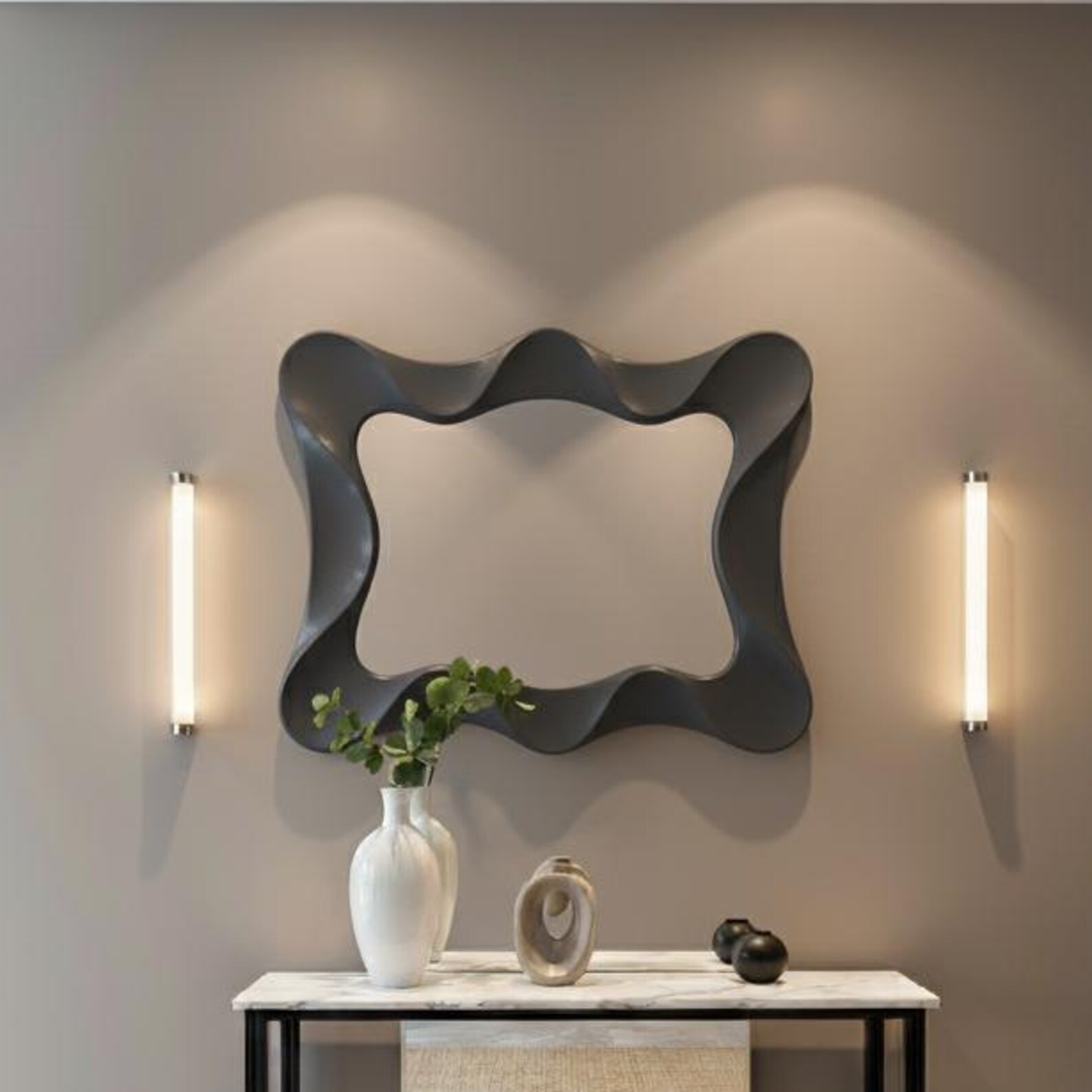 il_1588xN.7480291677_94rs.jpg Luxury Anthracite Wavy Wall Mirror – Modern Organic Shape Mirror for Entryway, Living Room & Bathroom | EnzHomeDecor - Image 1