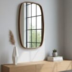Solid Wood Wall Mirror, Walnut or Oak Frame, Modern Bathroom & Entryway Mirror