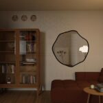 Modern Mirror Decor with Metal Frame, Asymmetrical Wall Mirror - Image 4