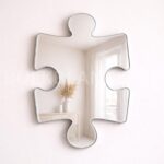 Puzzle Piece Mirror Wall Decor, Silver Acrylic Mirror, Modern Minimalist Wall Mirror, Neutral Home Decor, Unique Shape Mirror