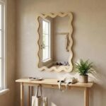 Solid Wood Frame Wavy Wall Mirror, Handcrafted Vanity Mirror for Bathroom & Entryway - Image 2