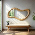 Oak Asymmetrical Wall Mirror – Mid Century Modern Home Decor