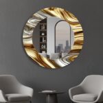 Custom Round Tempered Glass Wall Mirror, Modern Minimalist Decor