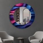 Modern Round Mirror Decor, Circular Wall Mirror for Bedroom Living Room Hallway, Stylish Contemporary Home Accent