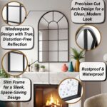 Black Arched Windowpane Mirror | Full Body Farmhouse Wall Decor (32x20 inch) - Image 3