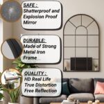 Black Arched Windowpane Mirror | Full Body Farmhouse Wall Decor (32x20 inch) - Image 4