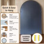 Black Arched Windowpane Mirror | Full Body Farmhouse Wall Decor (32x20 inch) - Image 6