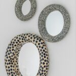 Round Ceramic Mirror with Dots, Handmade Wall Mirror, Boho Eclectic Vanity Mirror, Decorative Ceramic Frame Mirror, Modern Funky Home Decor - Image 7