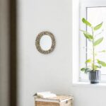 Round Ceramic Mirror with Dots, Handmade Wall Mirror, Boho Eclectic Vanity Mirror, Decorative Ceramic Frame Mirror, Modern Funky Home Decor - Image 5