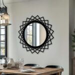 Laser Cut Metal Mirror, Star Geometric Framed Modern Wall Mirror Decor