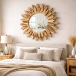 12 Inch Rustic Wooden Farmhouse Mirror | Wall Mounted Decorative Vanity Mirror | Boho Country Decor - Image 2