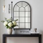 Black Arched Windowpane Mirror | Full Body Farmhouse Wall Decor (32x20 inch) - Image 2