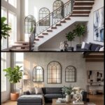 Black Arched Windowpane Mirror | Full Body Farmhouse Wall Decor (32x20 inch) - Image 7
