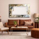 Marble Theme Abstract Tempered Glass Wall Mirror: Modern Living room & Bathroom Home Decor - Image 4