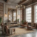 Decorative Geometric Circle Wall Mirror with MDF Frame for Industrial Modern Interiors - Image 2