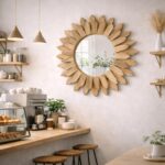 12 Inch Rustic Wooden Farmhouse Mirror | Wall Mounted Decorative Vanity Mirror | Boho Country Decor - Image 4