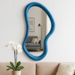 Custom Personalized Sky Blue Epoxy Modern Wall Mirror, Large Wall Mirror, Mid Century Mirror, Wavy Mirror, Entryway Mirror, Handmade Mirror