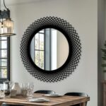 Geometric Metal Wall Mirror, Modern Round Decor, Entryway Mirror