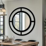 Round Black Double Ring Wall Mirror, Modern Circle Geometric Metal Framed Mirror Decor, Mothers Day Gift, Gift for Mom