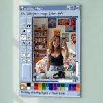 MS Paint Window Mirror, Retro Computer Interface Wall Decor, Y2K Nostalgia Desktop Art