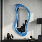 Custom Irregular Wall Mirror, Asymmetrical Mirror, Organic Mirror, Epoxy Resin Transparent Colors White Large Mirror, Modern Home Mirror
