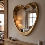 Heart Shaped Gold Wall Mirror, Romantic Handmade Decor
