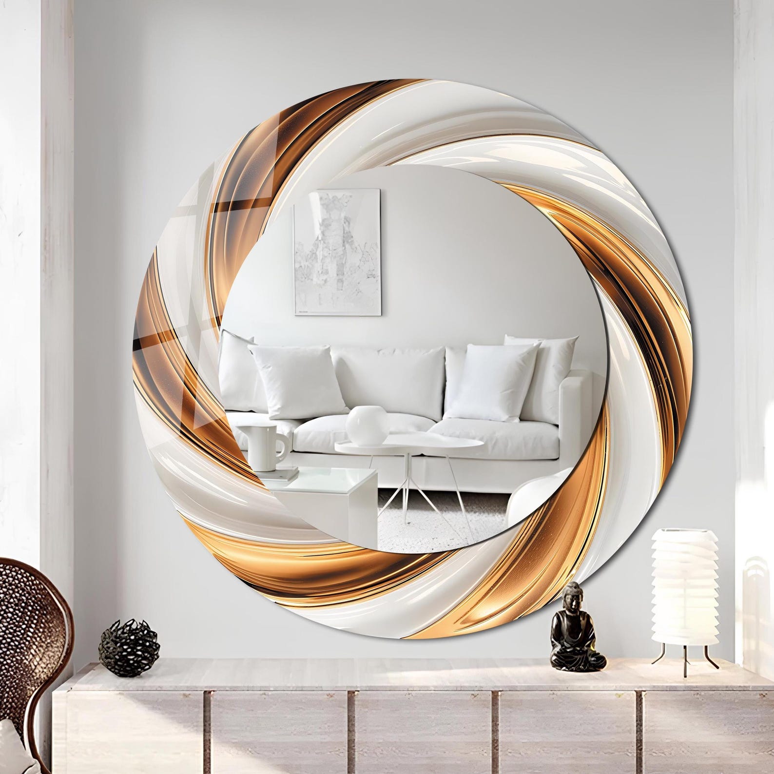 il_1588xN.7700723710_46o9.jpg Luxury Gold Tempered Glass Round Wall Mirror – Modern Bathroom Vanity Wall Decor - Image 1