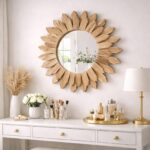12 Inch Rustic Wooden Farmhouse Mirror | Wall Mounted Decorative Vanity Mirror | Boho Country Decor - Image 6