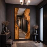 Olive Wood Full Length Mirror – Live Edge Rustic Wood Wall Mirror, Handmade Bathroom Wall Mirror, Unique Wooden Decor