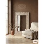 Large Hand Carved Wooden Mirror - Moroccan Mirror in Vintage Style - Old Wall - Image 5