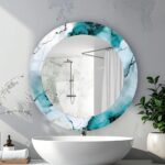 Blue Marble Tempered Glass Round Wall Mirror – Modern Home Decor