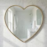 Bathroom Vanity Heart Mirror, Gold Brass Heart Shaped Mirror, Powder Room Decor, Small Wall Mirror