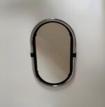 Vintage Chrome Space Age Oval Wall Mirror / Mid Century Modern / Italy / 1970s - Image 2
