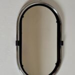 Vintage Chrome Space Age Oval Wall Mirror / Mid Century Modern / Italy / 1970s