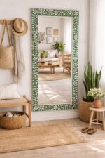 Mother of pearl Mirror Floral Design Rectangular Full Length Home Decor - Image 2