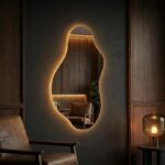 LED Backlit Organic Asymmetrical Wall Mirror: Irregular Freeform Shape Curved Abstract Statement Hanging - Image 4