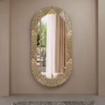 Modern Oval Statement Mirror – Tempered Glass Frame Home Decor