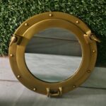 12” Nautical Porthole Mirror – Brass Finish Round Wall Mirror – Coastal Beach House Décor - Image 4
