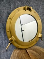 12” Nautical Porthole Mirror – Brass Finish Round Wall Mirror – Coastal Beach House Décor - Image 2